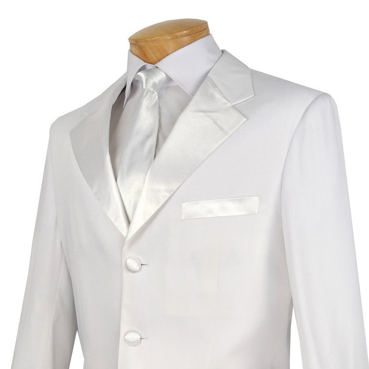 Slim Fit Shiny Sharkskin Men's 2 Piece Suit in White by Vinci