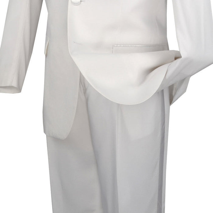 Slim Fit Shiny Sharkskin Men's 2 Piece Suit in White by Vinci