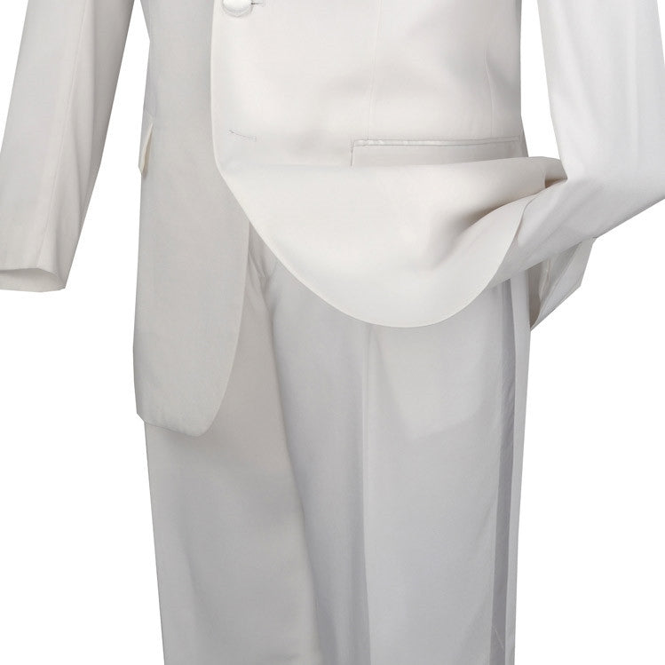 Slim Fit Shiny Sharkskin Men's 2 Piece Suit in White by Vinci