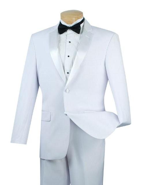 Regular Fit Satin Lapel 2 Piece Tuxedo in White – SuitUSA