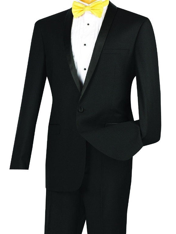 Excalibur Collection - Slim Fit Tuxedo 2 Piece 2 Buttons Design in Black by Vinci
