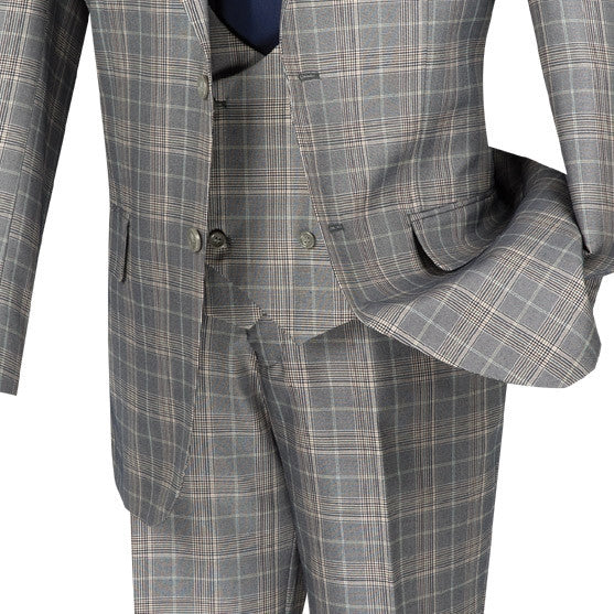 Ramses Collection - Double Breasted Suit 2 Piece Regular Fit in Brown by Vinci