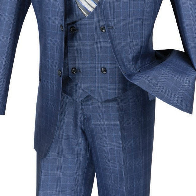 Ramses Collection - Black Regular Fit Double Breasted 2 Piece Suit with Flexible Elastic Waistband by Vinci