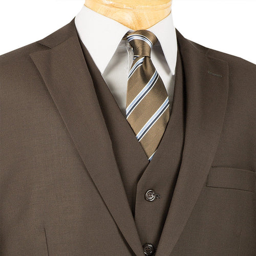 Naples Collection - Camel Modern Fit Double Breasted Windowpane Peak Lapel 2 Piece Suit by Vinci