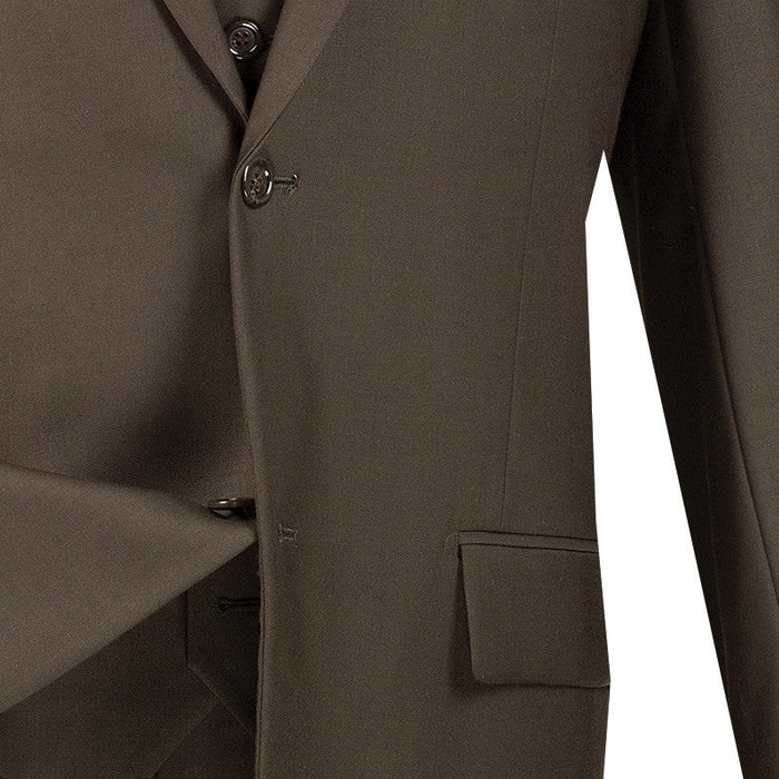 Naples Collection - Camel Modern Fit Double Breasted Windowpane Peak Lapel 2 Piece Suit by Vinci