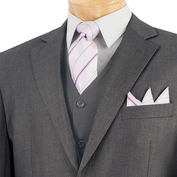 Lazio Collection - Modern Fit Windowpane Suit 3 Piece in Light Blue by Vinci