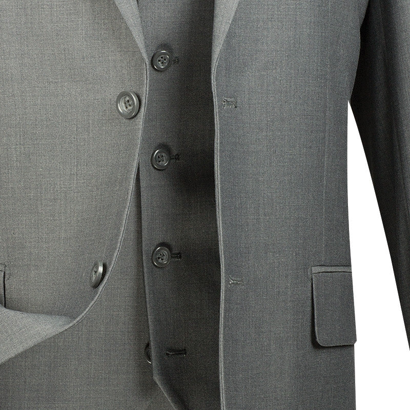Sovana Collection - Regular Fit 3 Piece Suit 2 Button Tone on Tone Stripe in Black by Vinci