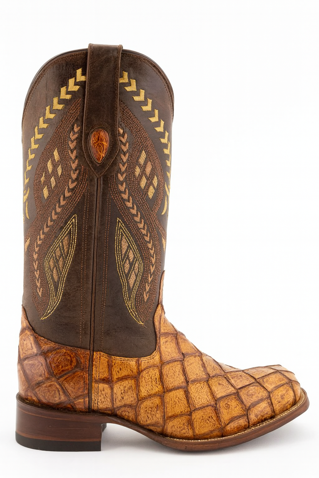 Ferrini Bronco Men's Print Pirarucu Fish Boots Handcrafted Cognac Ferrini USA