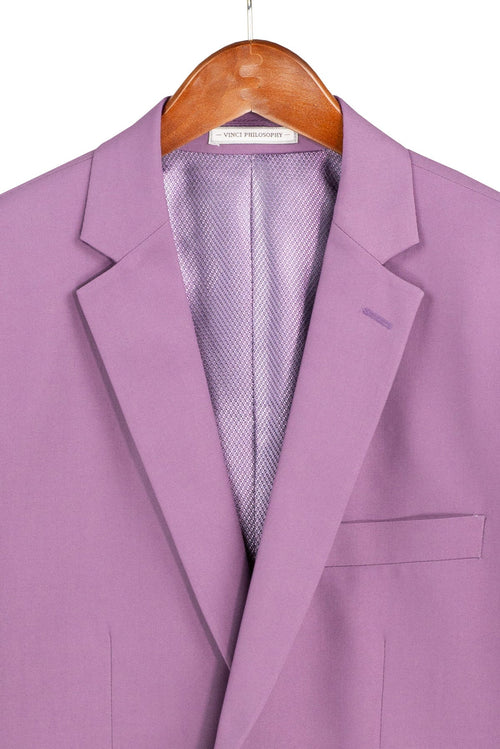 Men's Vintage Violet Solid Three Piece Suit