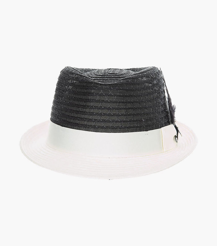 ZAYLEN FEDORA Paper Braided Pinch Front Hat