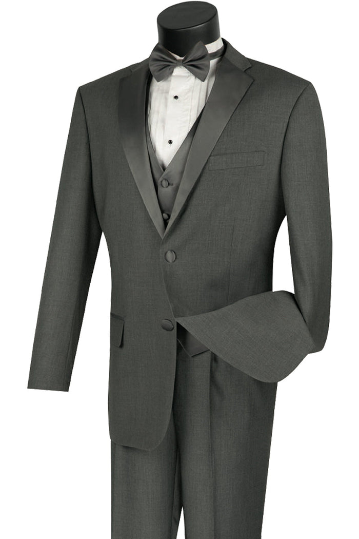 Mens Classic Fit Flat Front Vested Suit in Navy by Vinci