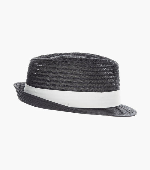 ZAYLEN FEDORA Paper Braided Pinch Front Hat