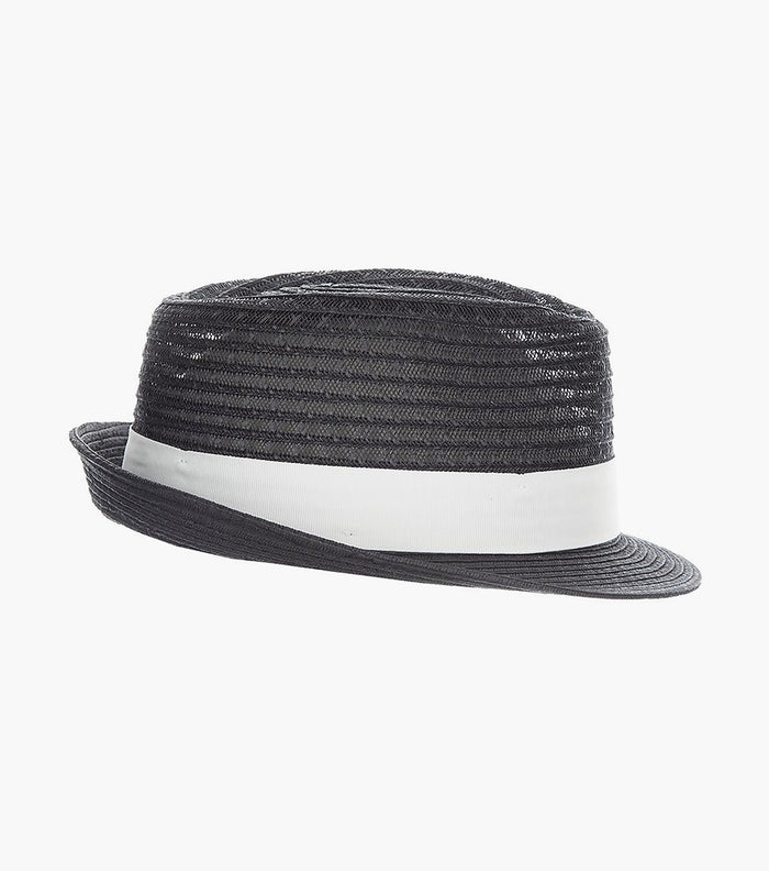 ZAYLEN FEDORA Paper Braided Pinch Front Hat
