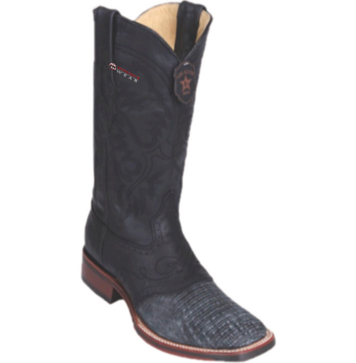 Men’s Los Altos Teju Lizard Boots With Saddle Wide Square Toe (Rubber Sole)