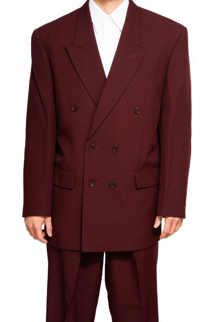 Mens Classic Wool Feel Double Breasted Suit in Navy by Vinci