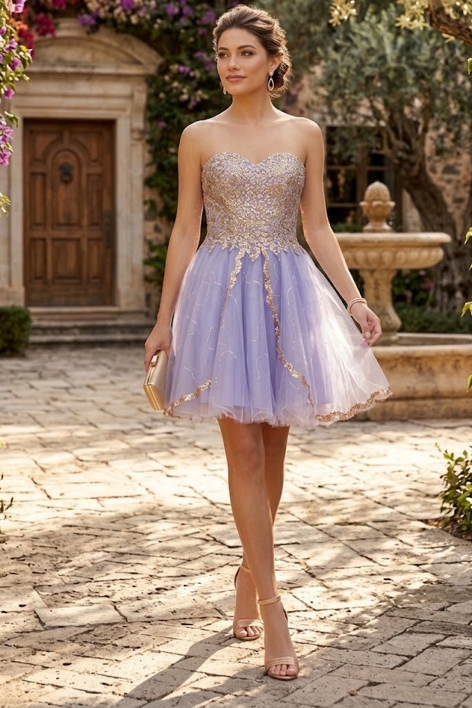 Beaded Bodice Short Strapless Dress by Elizabeth K GS1980