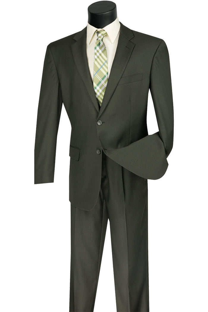 Mens 2 Button Classic Fit Pleated Pant Suit in Navy by Vinci
