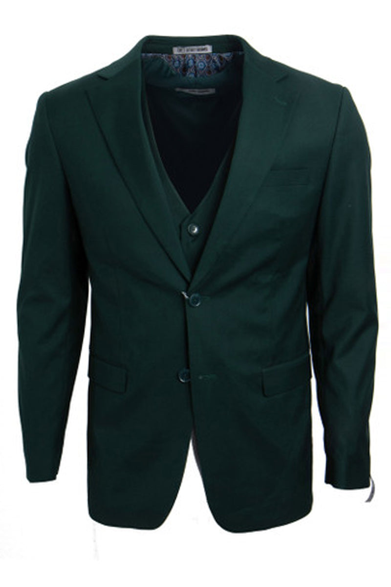 Stacy Adams Men's Hunter Green Basic Vested Suit