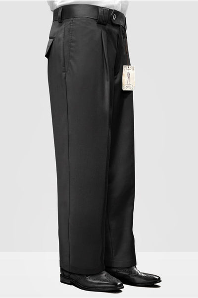 Mens Italian Wool Wide Leg Dress Pants in Black by Statement