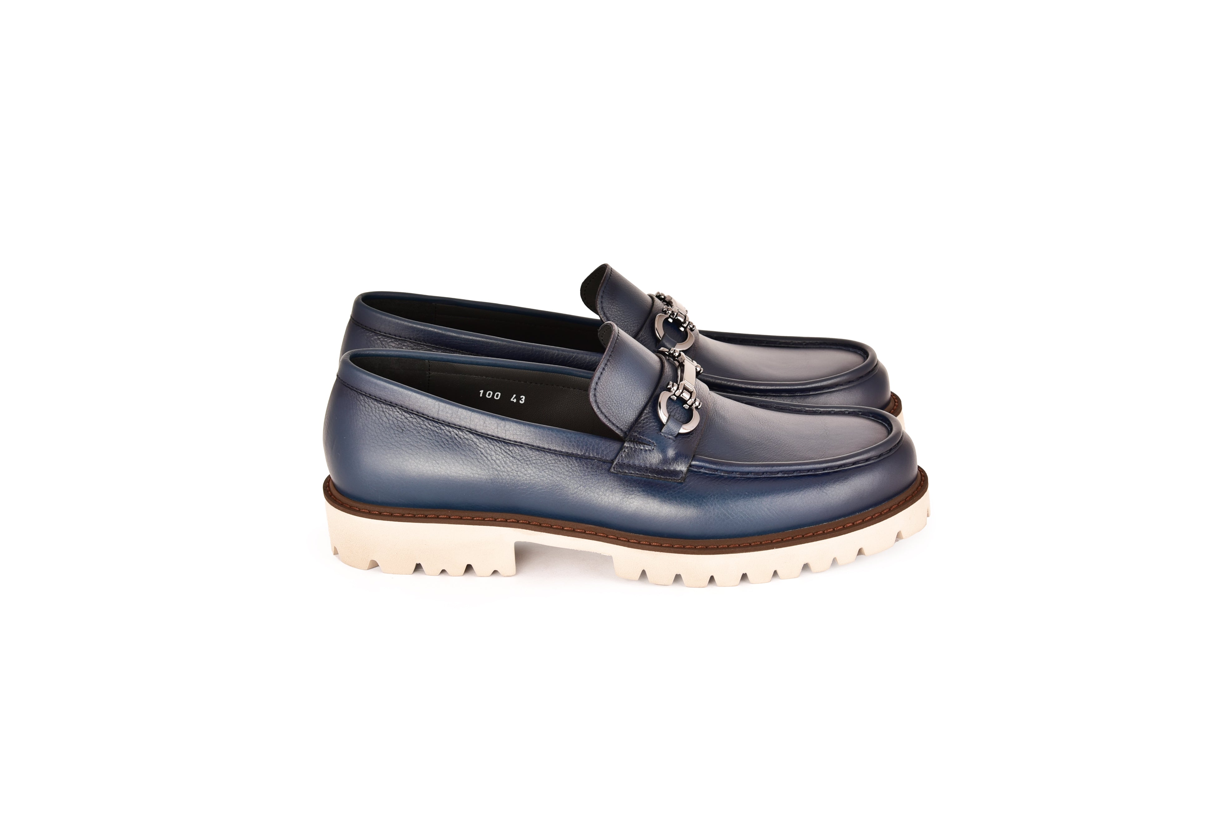 C0001202-7887 loafer with silver buckle-Blue