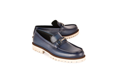 C0001202-7887 loafer with silver buckle-Blue
