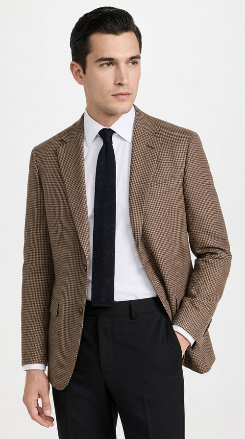 Men’s Vintage Brown Houndstooth Blazer – 1950s Coffee Check Sport Coat