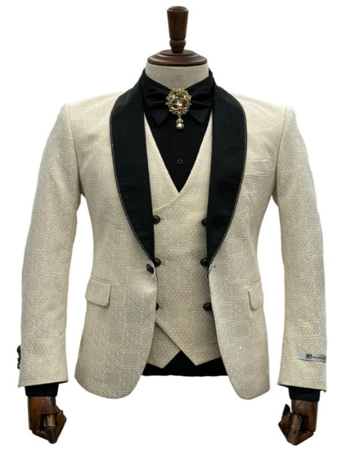 Ivory Wedding Suit - Cream Tuxedo Suit - Ivory Dinner Jacket Plus Pants by USA Men's Outlet