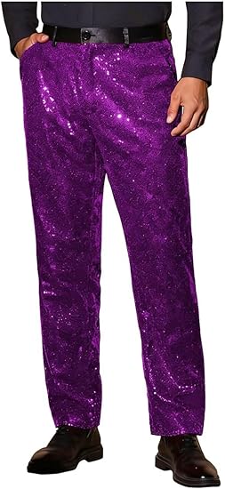Mens Sequin Dress Pants Straight Leg Glitter Trousers for Stage Performance Circus Night Club Party – SuitUSA