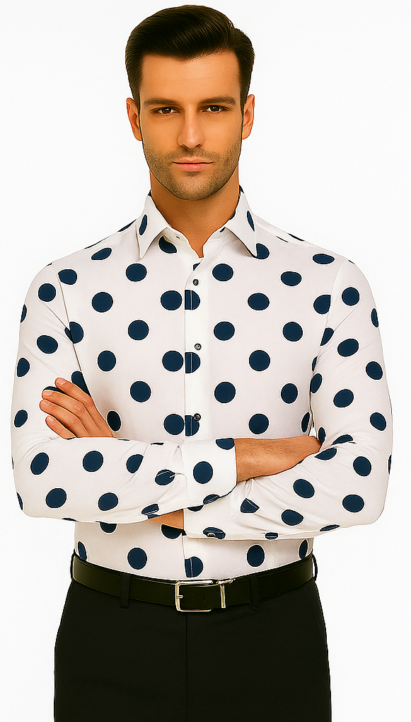 100% Cotton Dress Shirt Polka Dot Pattern Formal Or Casual Multi-color Men's Dress Shirt - AH616