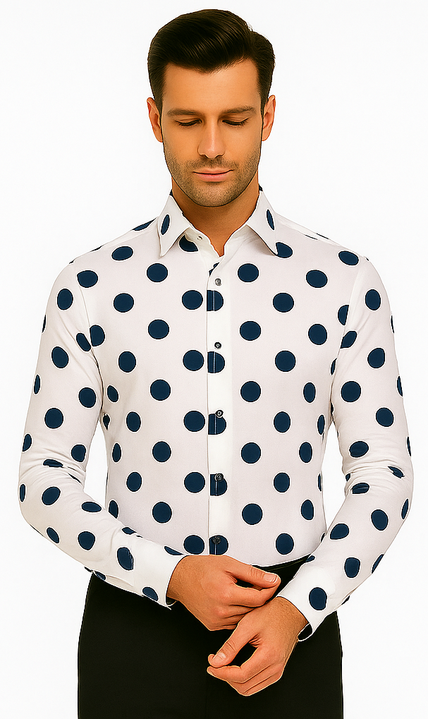 100% Cotton Dress Shirt Polka Dot Pattern Formal Or Casual Multi-color Men's Dress Shirt - AH616