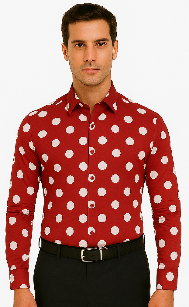 100% Cotton Dress Shirt Polka Dot Pattern Formal Or Casual Multi-color Men's Dress Shirt - AH616