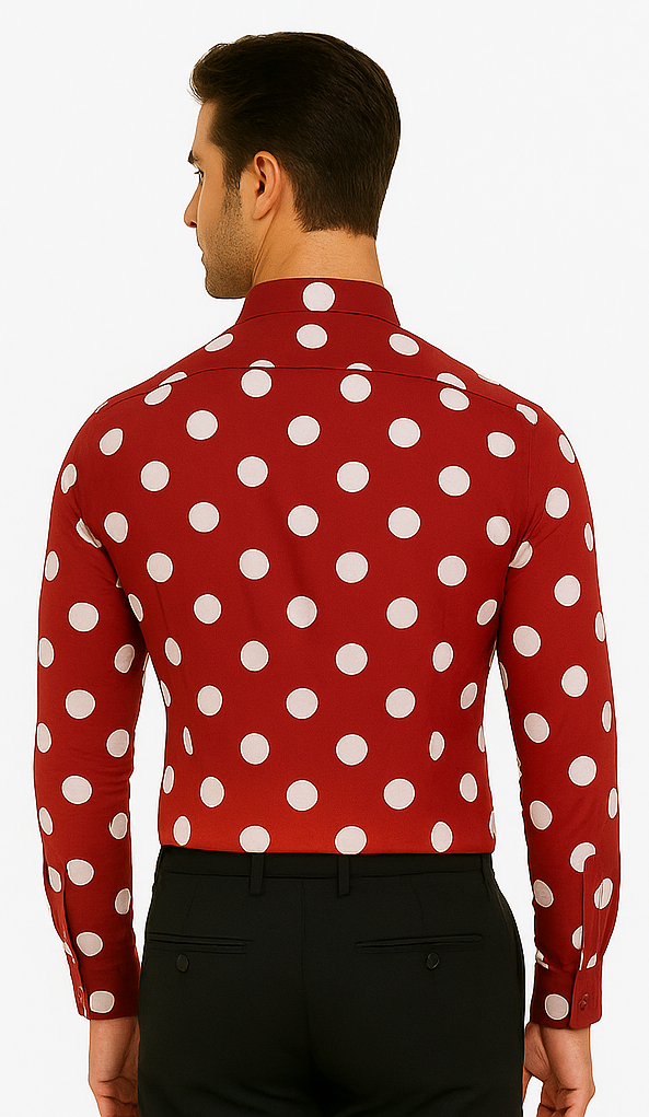 100% Cotton Dress Shirt Polka Dot Pattern Formal Or Casual Multi-color Men's Dress Shirt - AH616