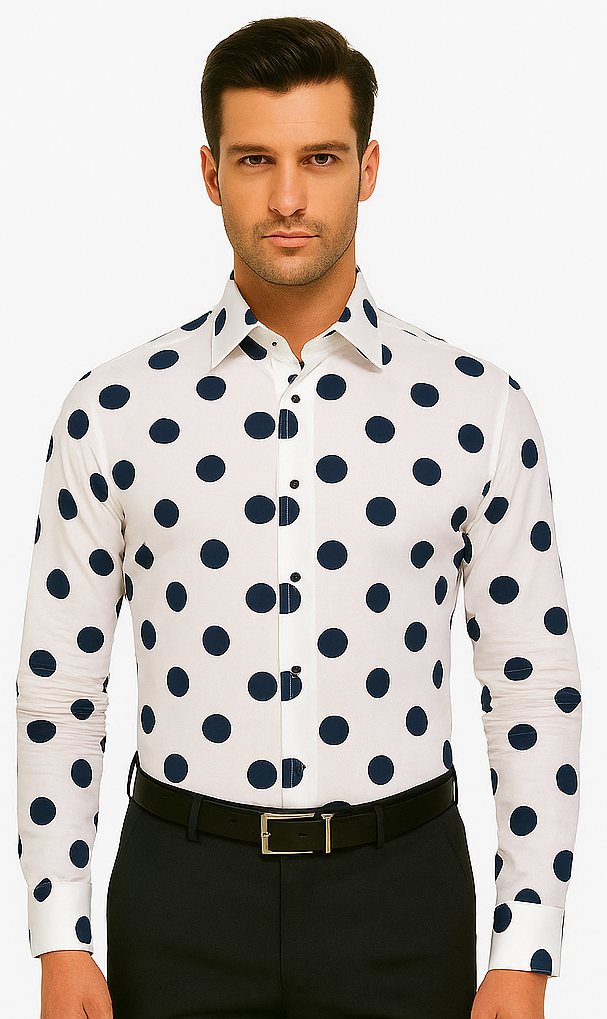 100% Cotton Dress Shirt Polka Dot Pattern Formal Or Casual Multi-color Men's Dress Shirt - AH616
