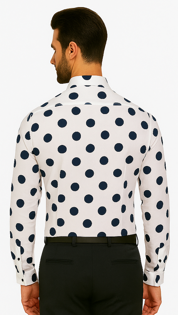 100% Cotton Dress Shirt Polka Dot Pattern Formal Or Casual Multi-color Men's Dress Shirt - AH616