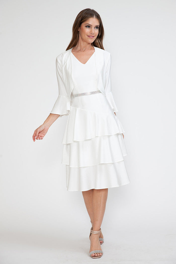 Lenovia 5283 Tiered Skirt Stretch Crepe 2-Piece Jacket Dress