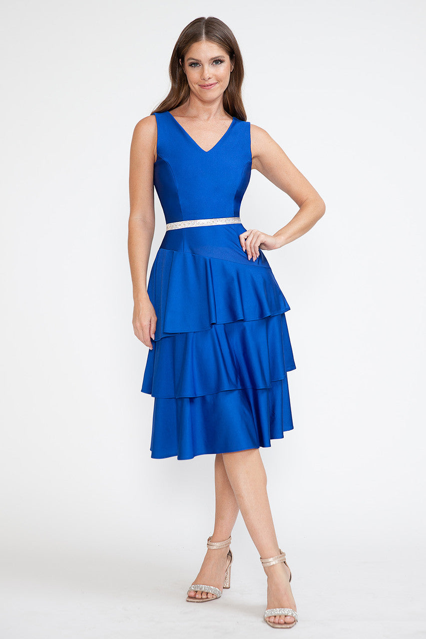 Lenovia 5283 Tiered Skirt Stretch Crepe 2-Piece Jacket Dress