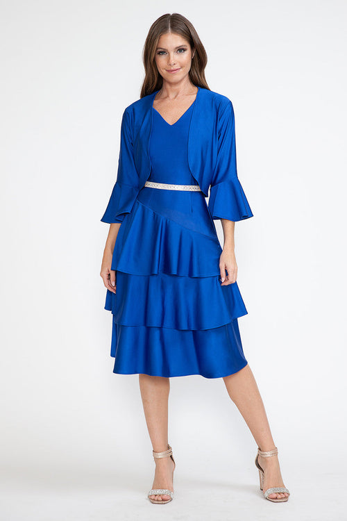 Lenovia 5283 Tiered Skirt Stretch Crepe 2-Piece Jacket Dress