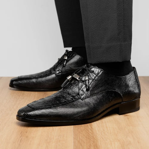 Marco Di Milano Merida Black Genuine Caiman and Lizard Derby Shoes - view 9