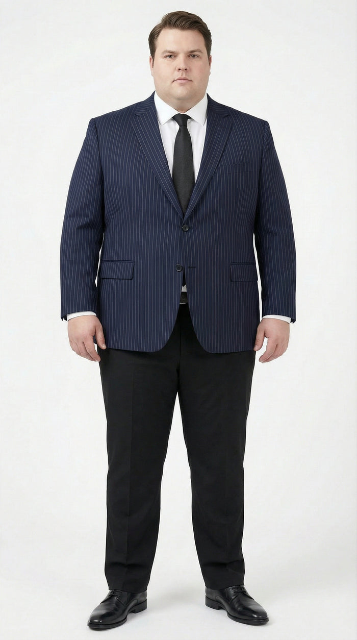 Men’s Navy Blue Pinstripe Blazer – Classic Tailored Formal Jacket for Business, Office and Professional Wear