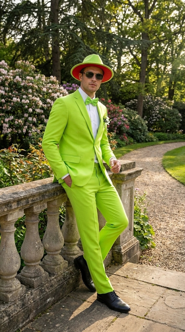 Men’s Neon Green Suit – Bright Lime Green Fashion Suit for Prom, Party, Stage Performance and Statement Formal Wear