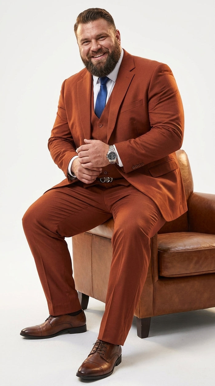 Stacy Adams Burnt Orange Suit – Men’s Rust 3-Piece Wedding & Formal Suit with Vest