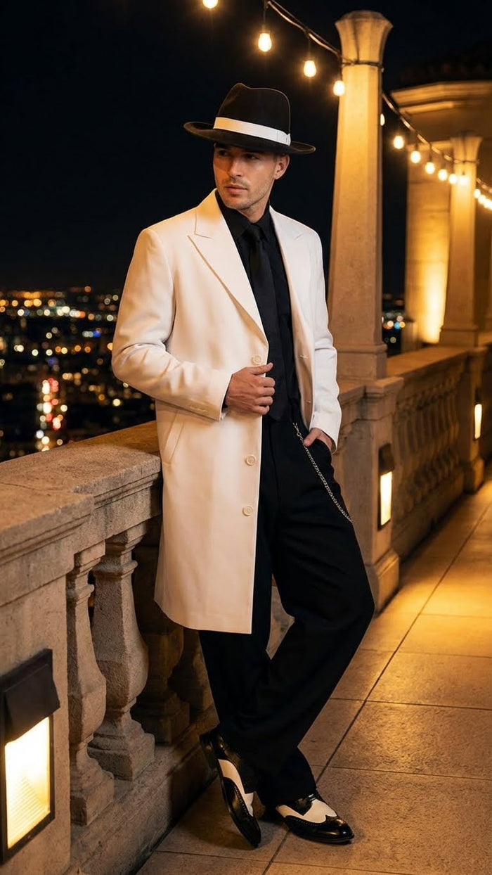 Men’s White Zoot Suit Gangster Style Outfit - White Jacket by USA Men's Outlet