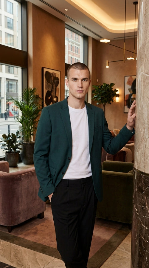 Men’s Dark Teal Blazer – Classic Fit Green Teal Sport Coat for Weddings, Business & Formal Wear