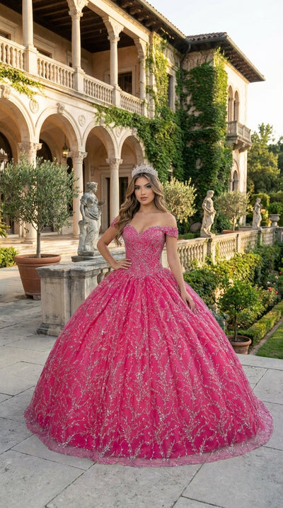 Layla K LK183 Off Shoulder Corset Quinceanera Glitter Ball Gown