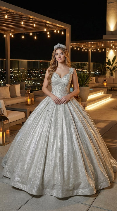 Quinceanera Dress Ball Gown Off The Shoulder Glitter & Plus Size LK178