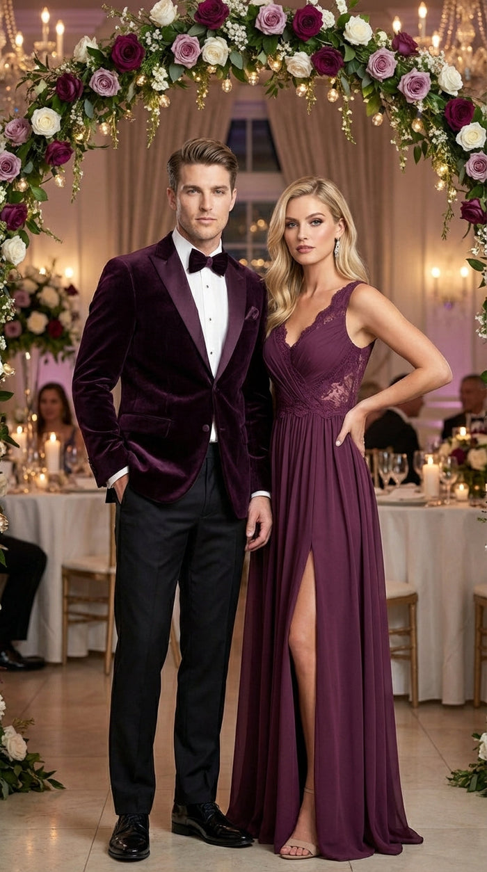 Mens Velvet Blazer Jacket – Luxury Velvet Dinner Jacket for Wedding, Tuxedo Events, Formal Parties in Burgundy Color
