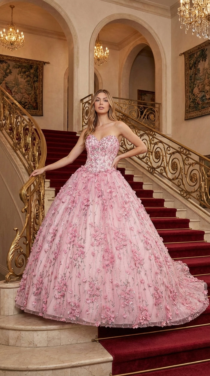 Layla K LK190 3D Floral Strapless Corset Quinceanera Ball Gown