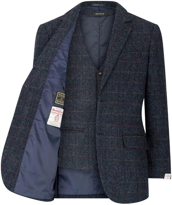 Walker and Hawkes Harris Tweed Blakemore Blazer for Men - Hand-Woven Wool Tweed Jacket with Polyester Lining, Regular Fit USA Men's Outlet