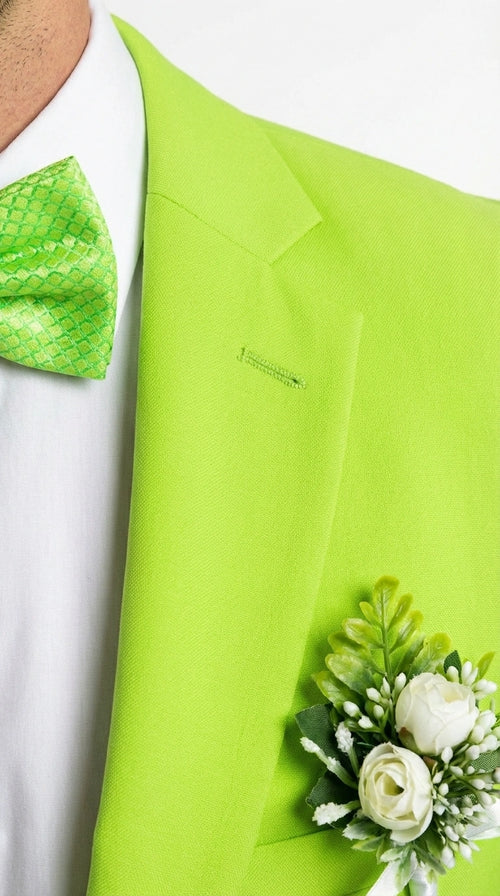Men’s Neon Green Suit – Bright Lime Green Fashion Suit for Prom, Party, Stage Performance and Statement Formal Wear