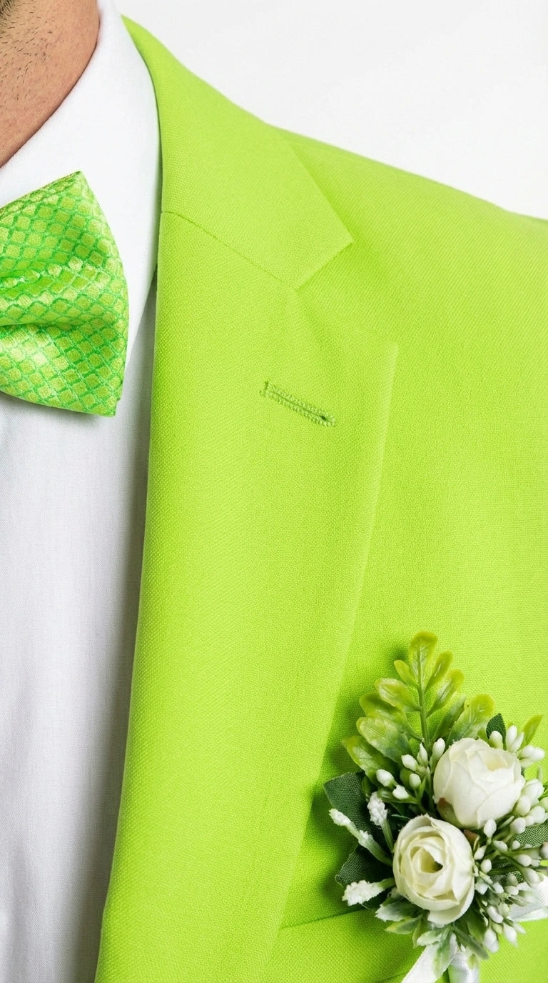 Men’s Neon Green Suit – Bright Lime Green Fashion Suit for Prom, Party, Stage Performance and Statement Formal Wear
